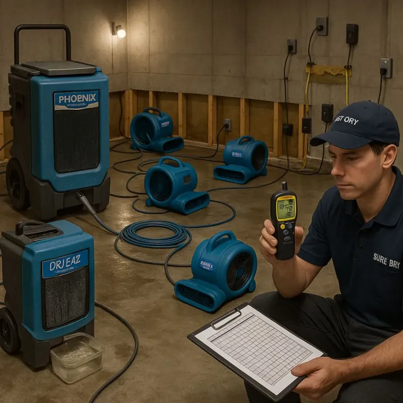 Structural Drying and Dehumidification process in Mount Airy, NC